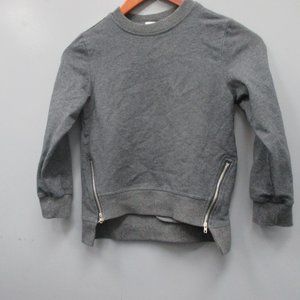 MiniKidz Unisex Kids Sweater Sweatshirt Size 8 Dark Gray Zipper Sides Crew Neck